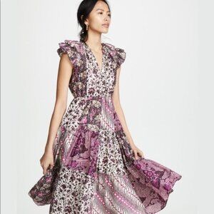Ulla Johnson Pink Batik Asis Midi Dress Sz 8